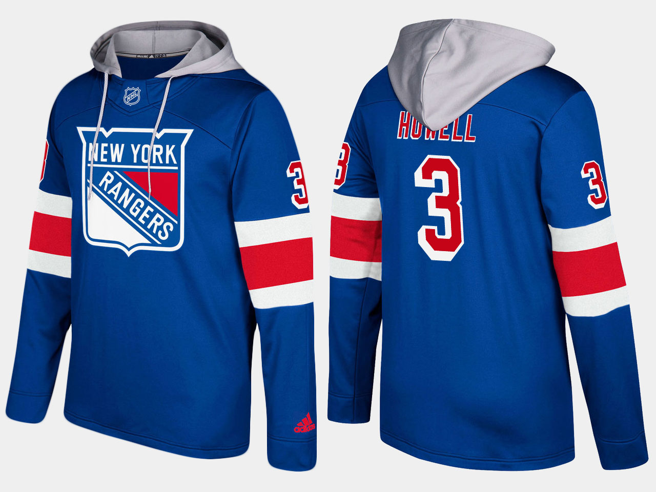 Men NHL New York rangers 3 retired harry howell blue hoodie